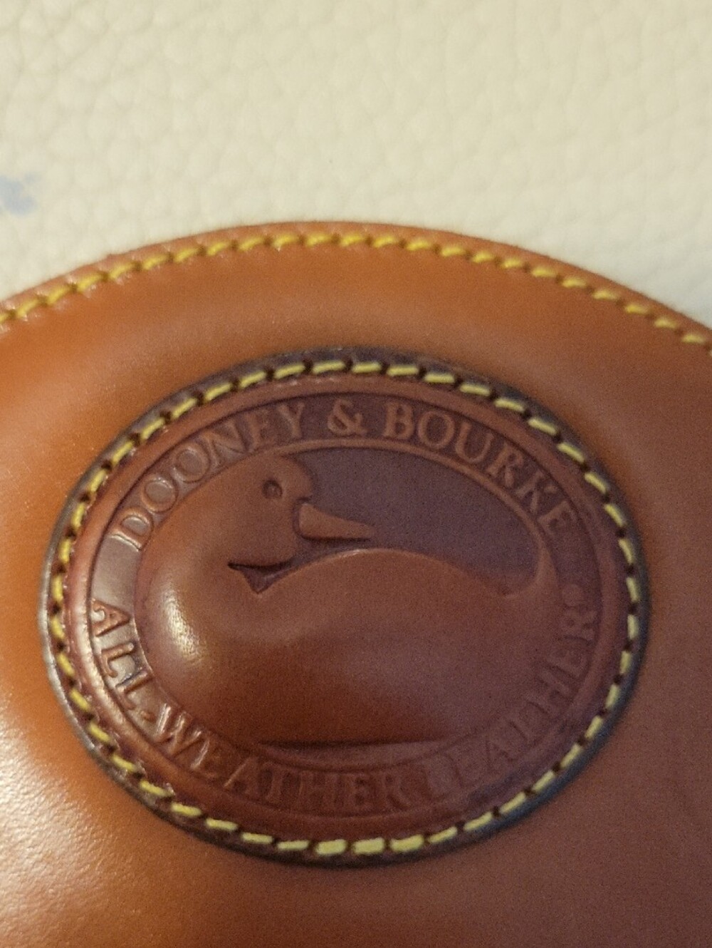 Dooney & Bourke Cream and Tan Leather Flap Crossbody - Picture 2 of 14